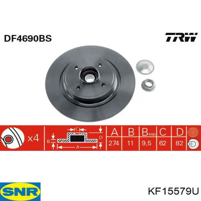 Disco de freno trasero KF15579U SNR