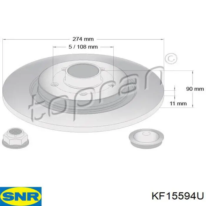 Comprar KF15594U SNR Disco de freno trasero