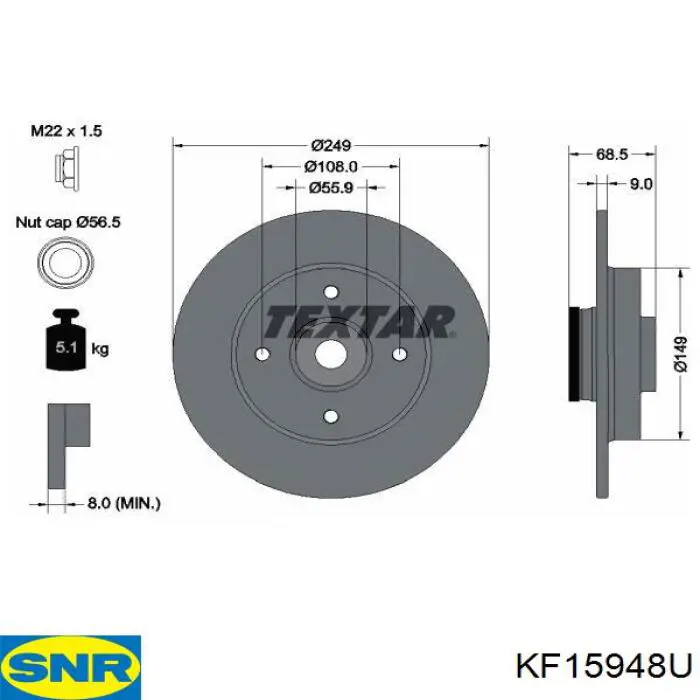 Comprar KF15948U SNR Disco de freno trasero