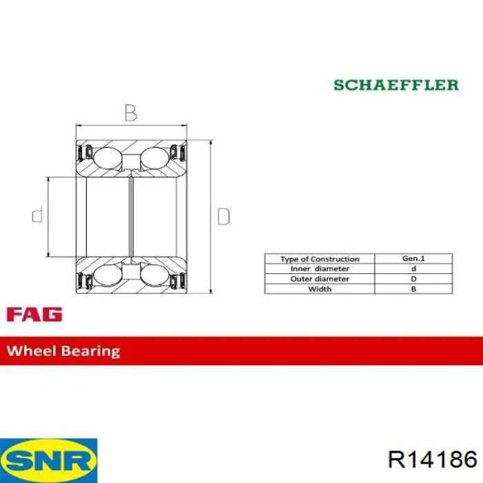 R141.86 SNR cojinete de rueda trasero exterior