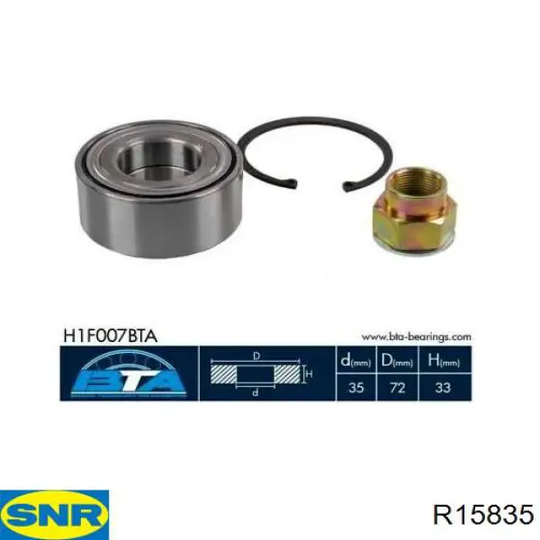 Cojinete de rueda delantero R15835 SNR
