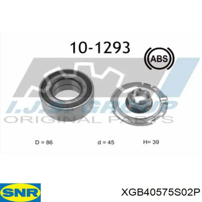 XGB40575S02P SNR cojinete de rueda delantero