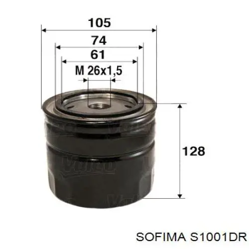 S 1001 DR Sofima filtro de aceite