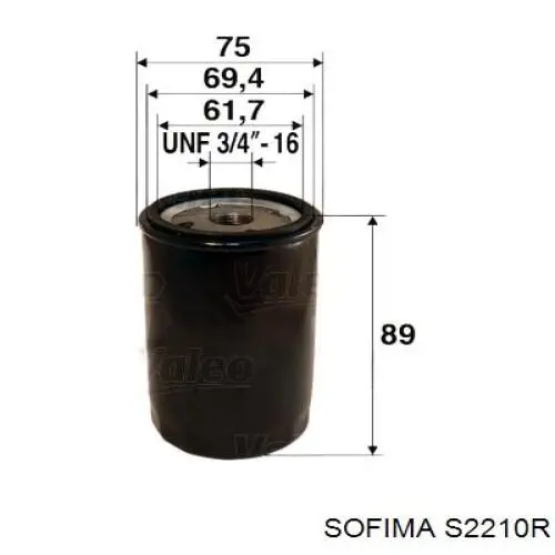 S2210R Sofima filtro de aceite