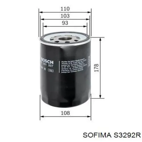 S 3292 R Sofima filtro de aceite
