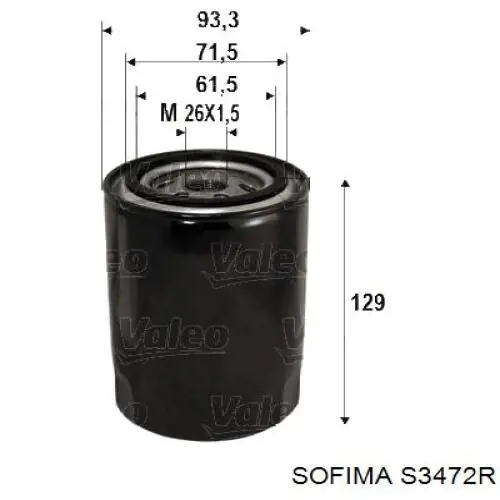 S 3472 R Sofima filtro de aceite