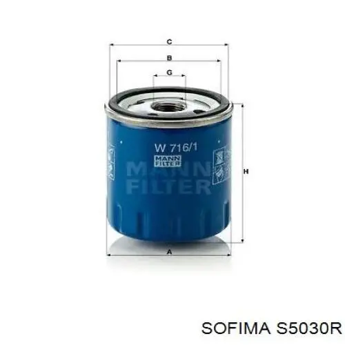Filtro de aceite S5030R Sofima