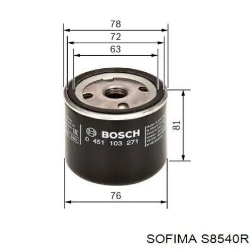 S8540R Sofima filtro de aceite