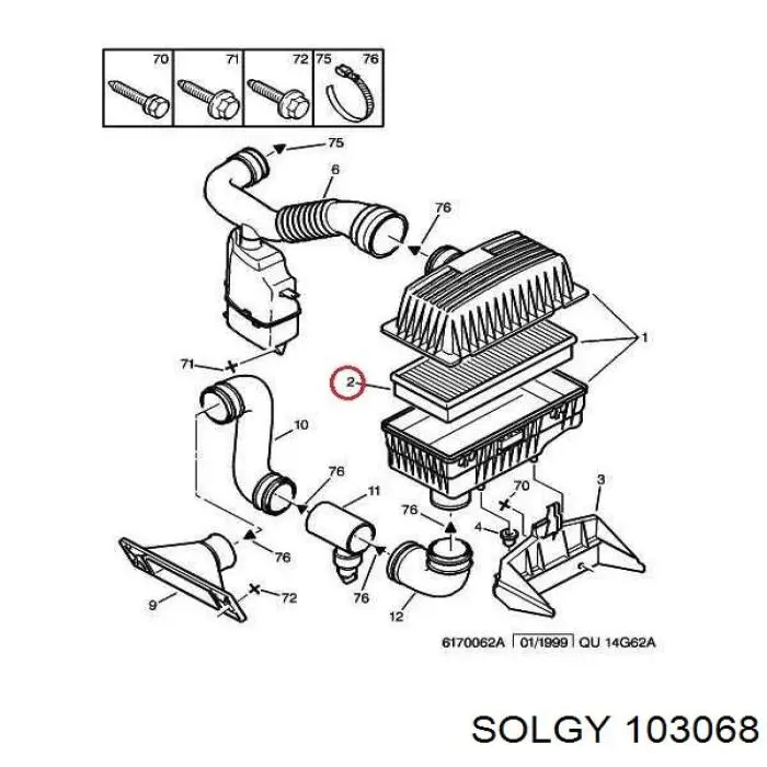 Filtro de aire 103068 Solgy