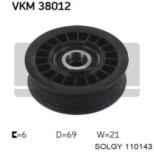 Polea inversión / guía, correa poli V 110143 Solgy