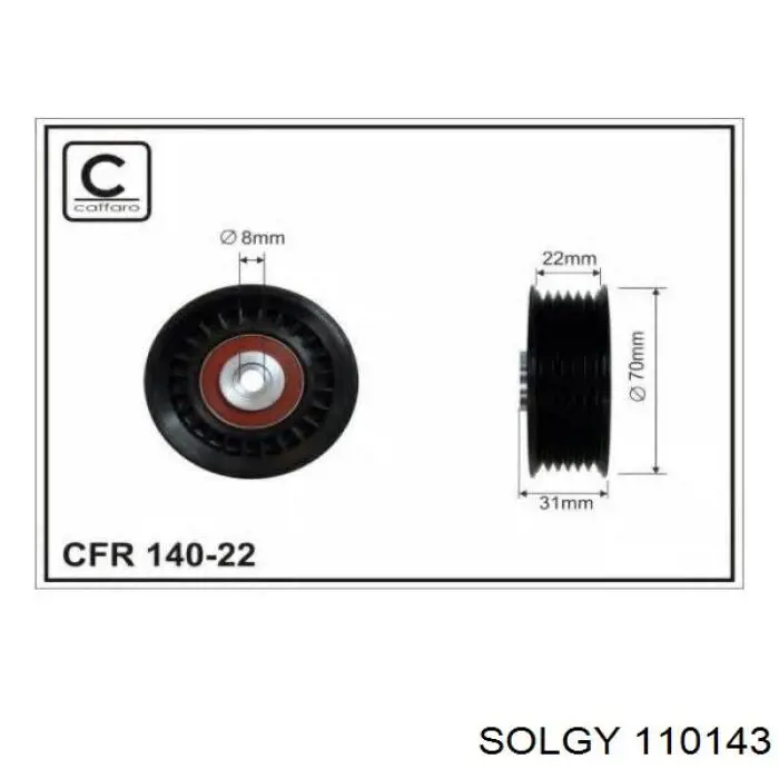 110143 Solgy polea inversión / guía, correa poli v