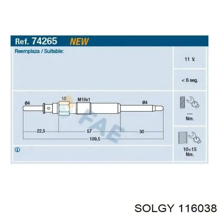 Bujía de incandescencia Fiat Punto 2 188