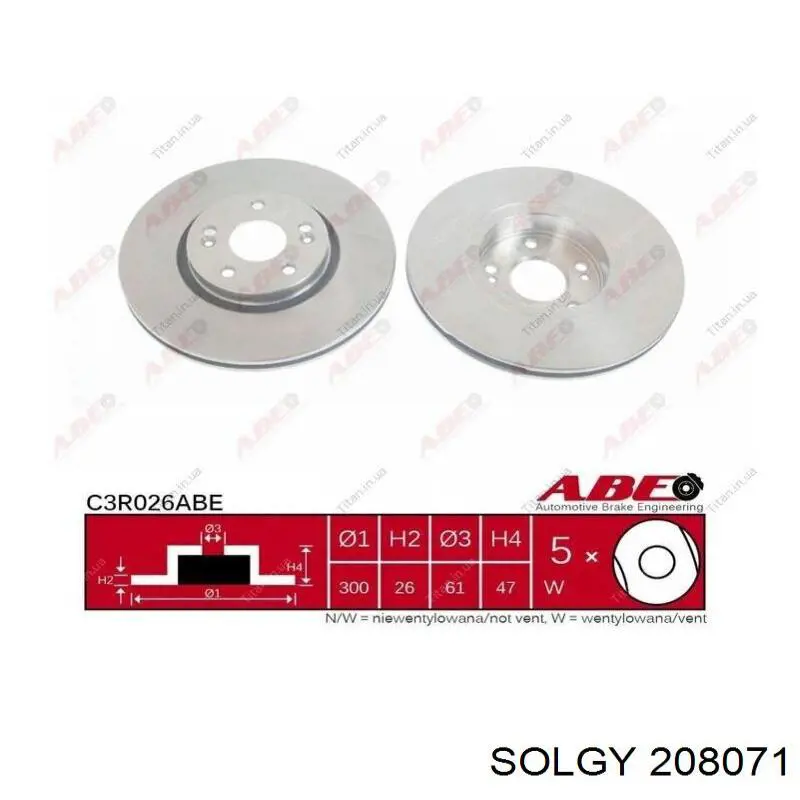 208071 Solgy disco de freno delantero