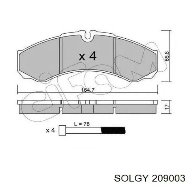 Comprar 209003 Solgy Pastillas delanteras de freno