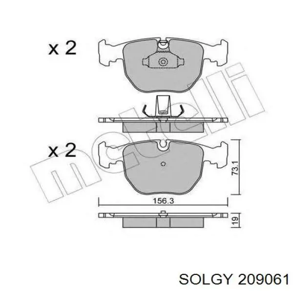 209061 Solgy pastillas de freno delanteras