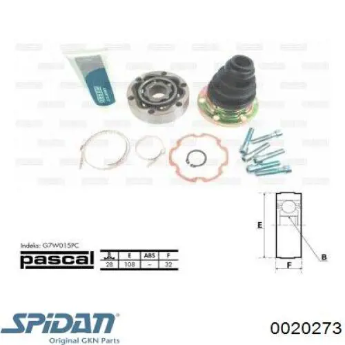 0.020273 GKN-Spidan junta homocinética interior delantera