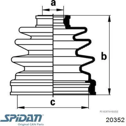 20352 GKN-Spidan fuelle, árbol de transmisión delantero exterior