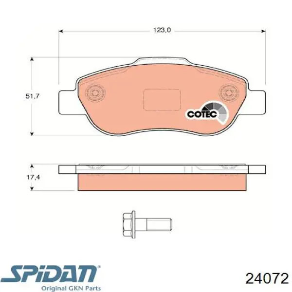 Comprar 24072 GKN-Spidan Semieje delantero derecho