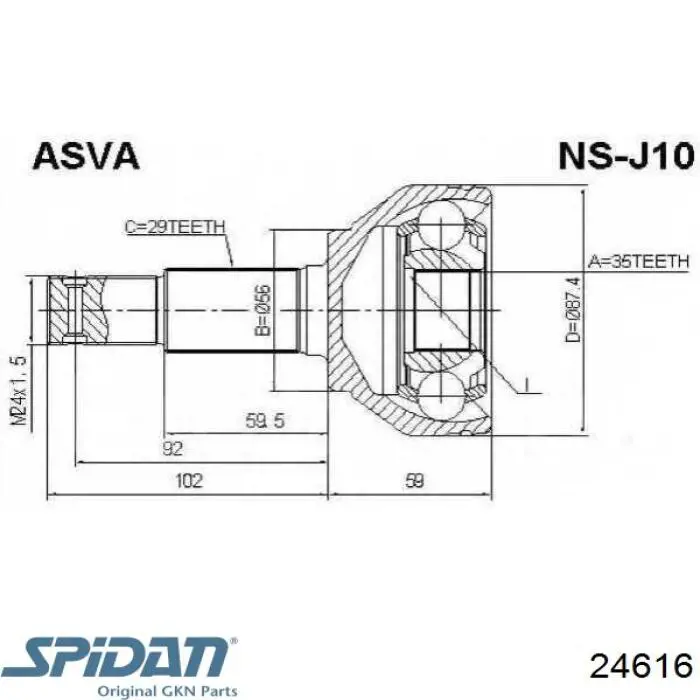 Comprar 24616 GKN-Spidan Fuelle de palier delantero exterior