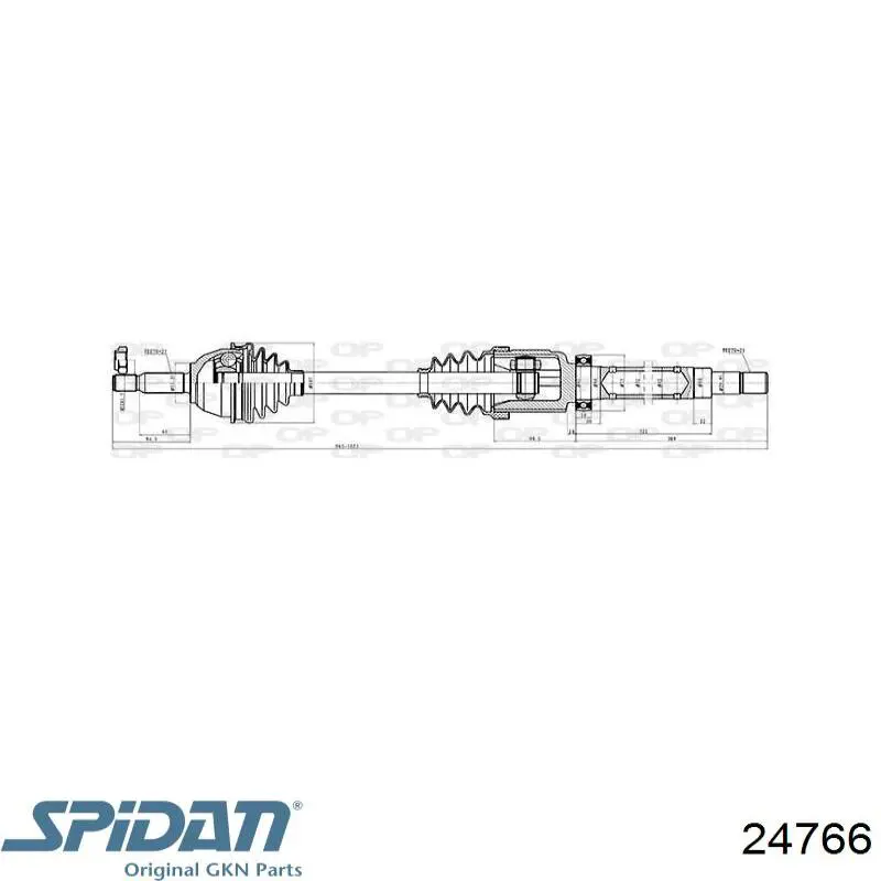 24766 GKN-Spidan árbol de transmisión delantero derecho