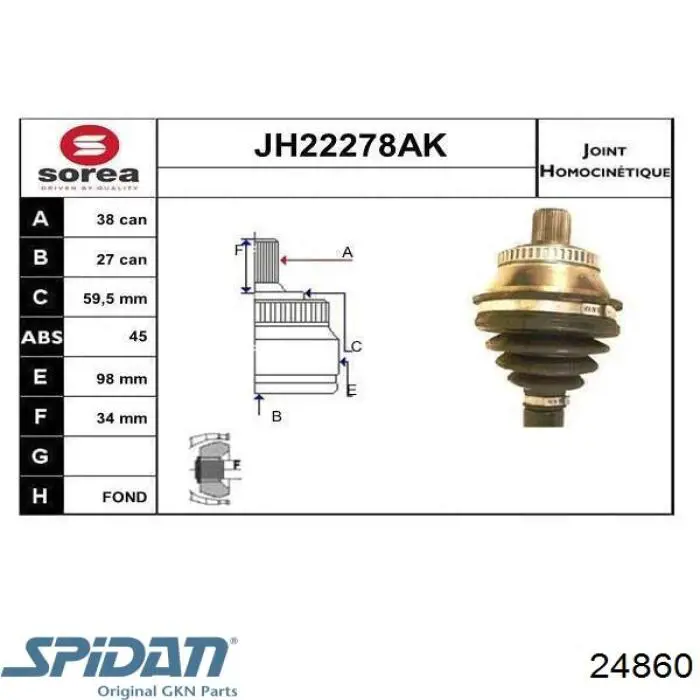 Junta homocinetica 24860 GKN-Spidan