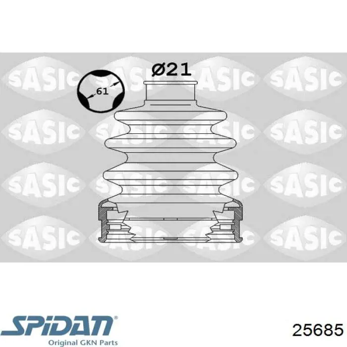 25685 GKN-Spidan fuelle, árbol de transmisión delantero interior