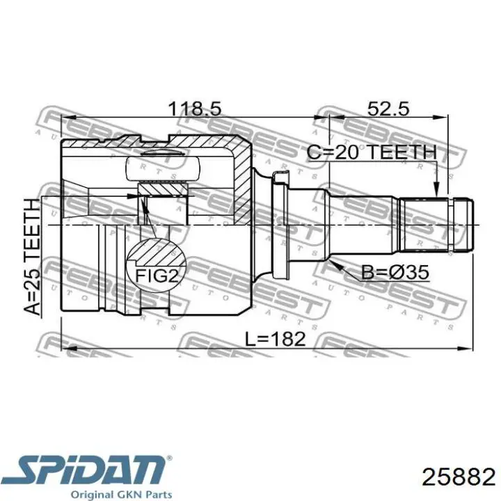 Comprar 25882 GKN-Spidan Fuelle de semieje delantero interior