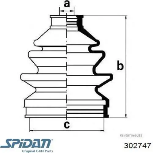 302747 GKN-Spidan fuelle, árbol de transmisión delantero exterior