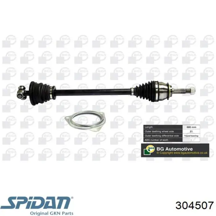 304507 GKN-Spidan árbol de transmisión delantero izquierdo