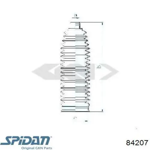 Guardapolvo de dirección izquierdo (cremallera) GKN-Spidan 84207