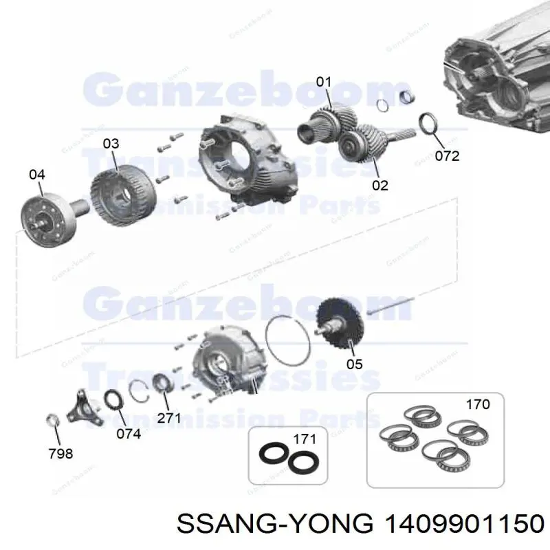 1409901150 Ssang Yong tuerca de un vástago de una transmisión