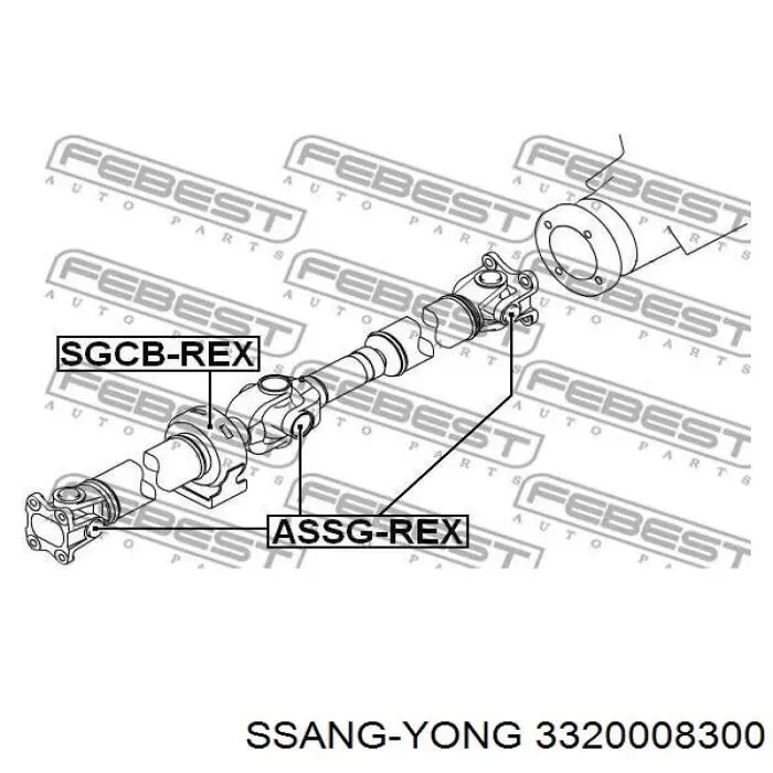 3320008300 Ssang Yong árbol cardán trasero completo