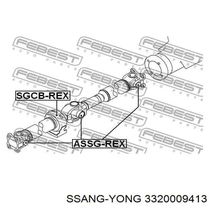 3320009413 Ssang Yong árbol cardán trasero completo