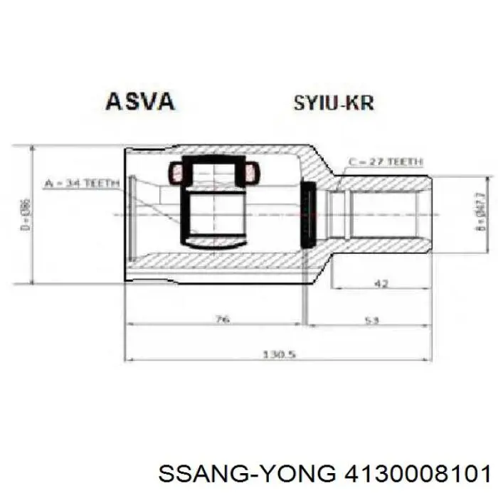 4130008101 Ssang Yong árbol de transmisión delantero