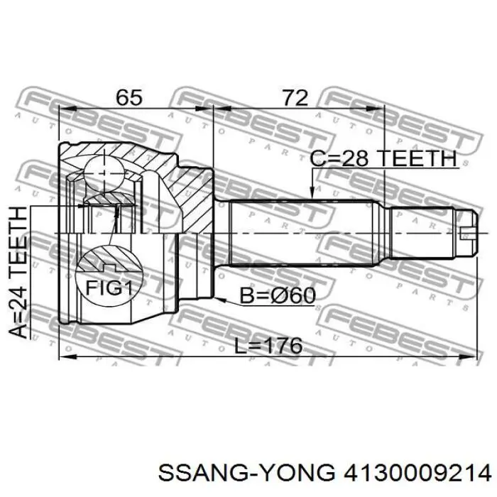 Semieje delantero derecho Ssang Yong 4130009214 precio, desde 114,13 EUR