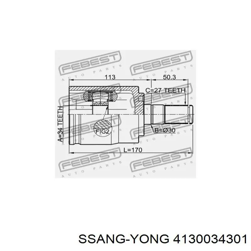 4130034301 Ssang Yong junta homocinética interior delantera izquierda