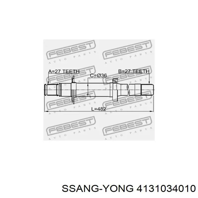 Semieje de transmisión intermedio SsangYong Actyon Sports 