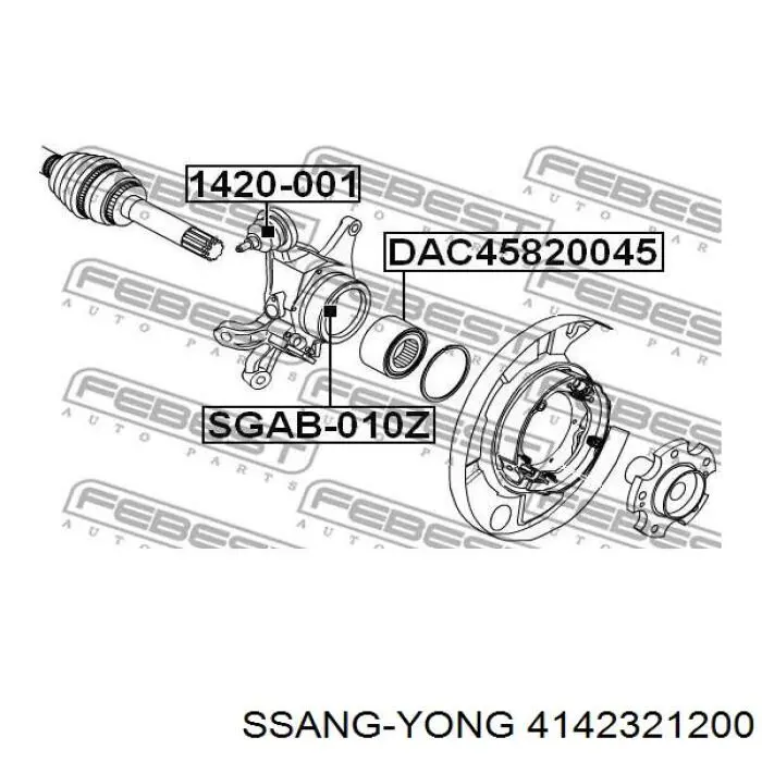 Cojinete de cubo delantero Ssang Yong 4142321200 precio, desde 34,56 EUR