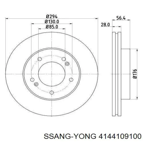 Comprar 4144109100 Ssang Yong Freno de disco delantero