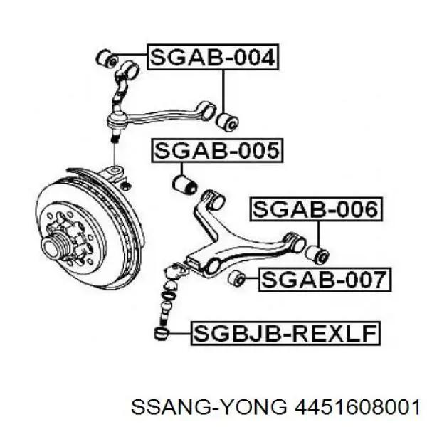 Silentblock de brazo de suspensión Ssang Yong 4451608001 precio, desde 16,24 EUR