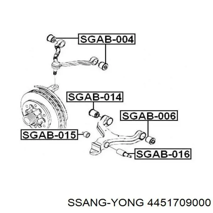 4451709000 Ssang Yong silentblock de suspensión delantero inferior