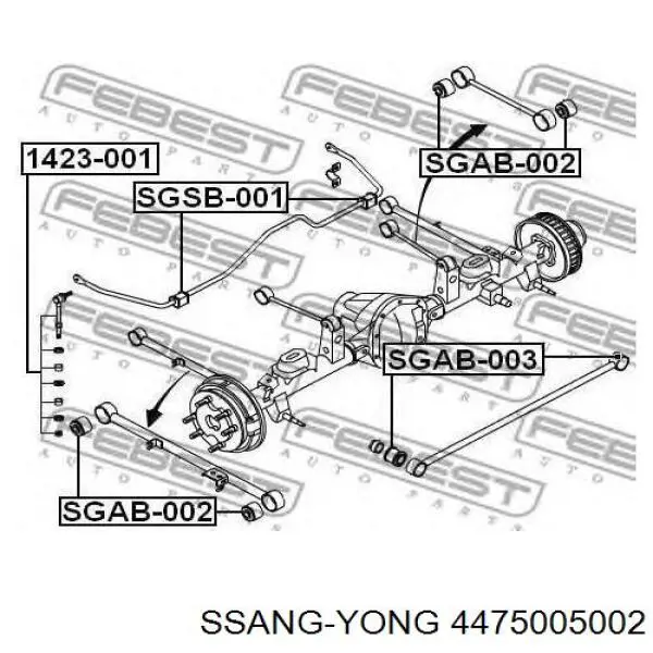 4475005002 Ssang Yong soporte de barra estabilizadora trasera