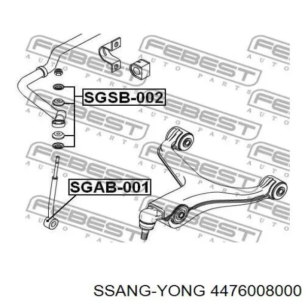 Casquillo del soporte de barra estabilizadora delantera para SsangYong Rexton (RJN)