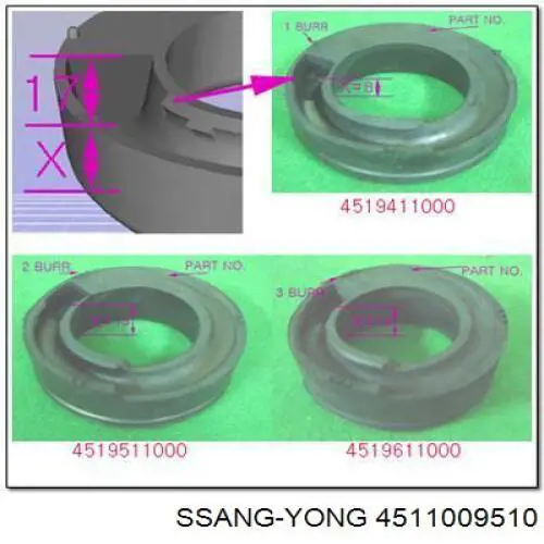 Muelle trasero izquierdo Ssang Yong 4511009510 precio, desde 88,31 EUR