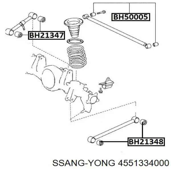 Suspensión, brazo oscilante, eje trasero, inferior para SsangYong Actyon 