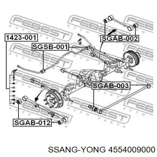 Comprar 4554009000 Ssang Yong Buje del brazo longitudinal inferior trasero