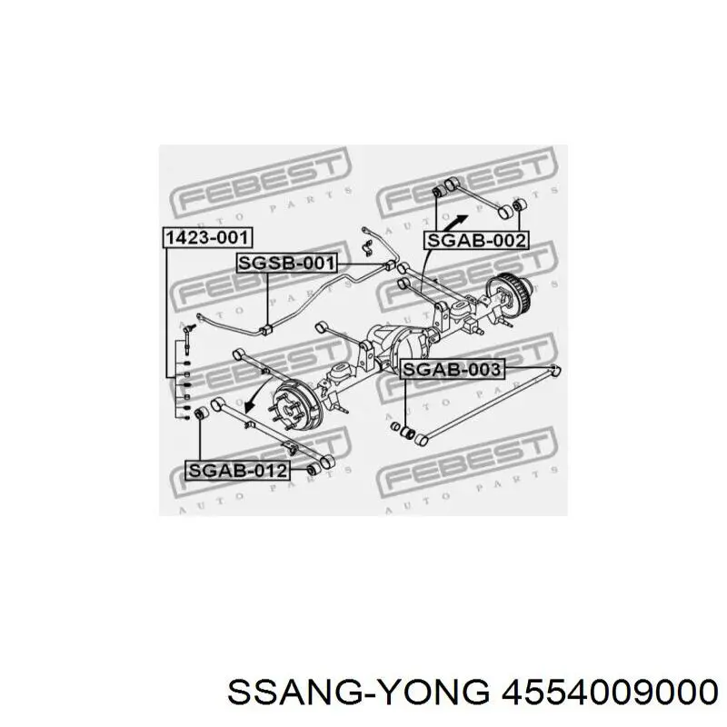 4554009000 Ssang Yong suspensión, brazo oscilante, eje trasero, inferior