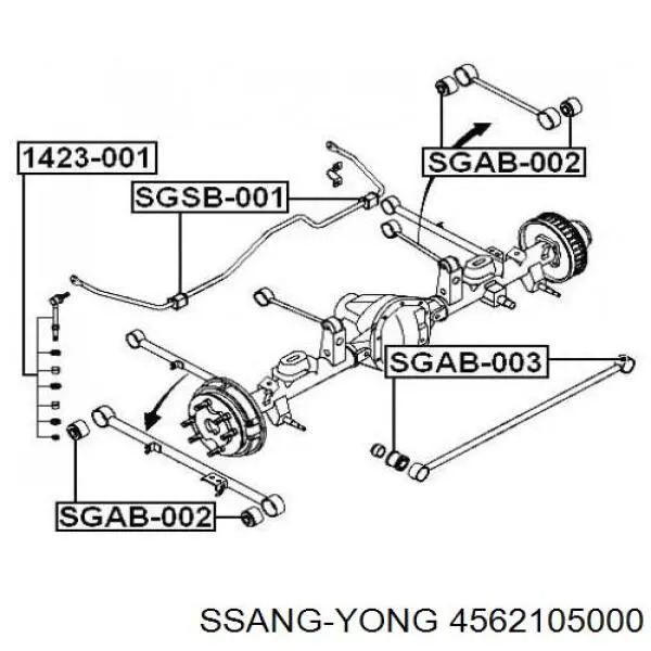 4562105000 Ssang Yong silentblock de brazo suspensión trasero transversal