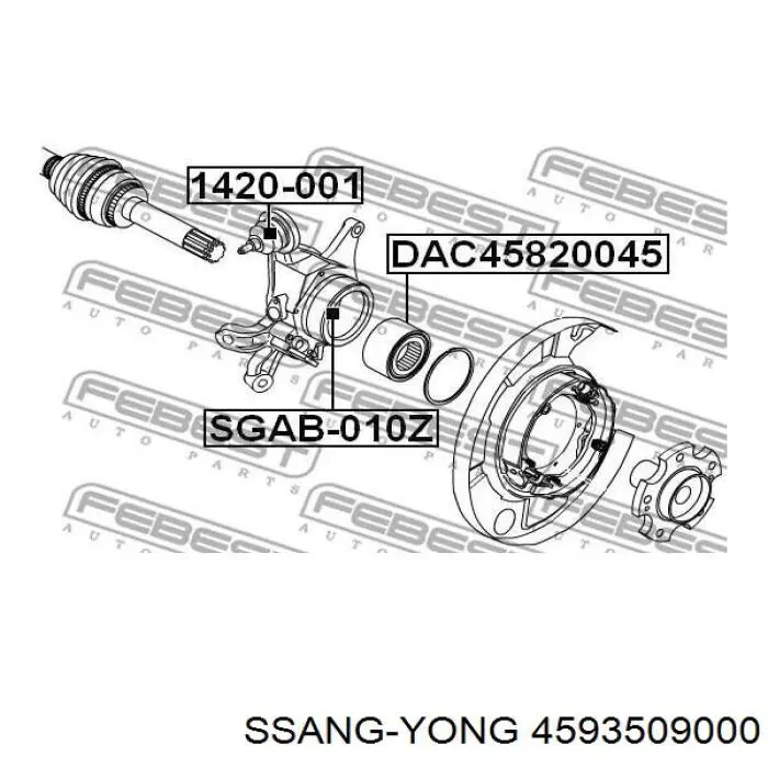 4593509000 Ssang Yong rótula de suspensión inferior