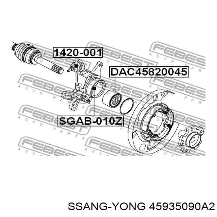 45935090A2 Ssang Yong rótula,suspensión de eje trasero, superior